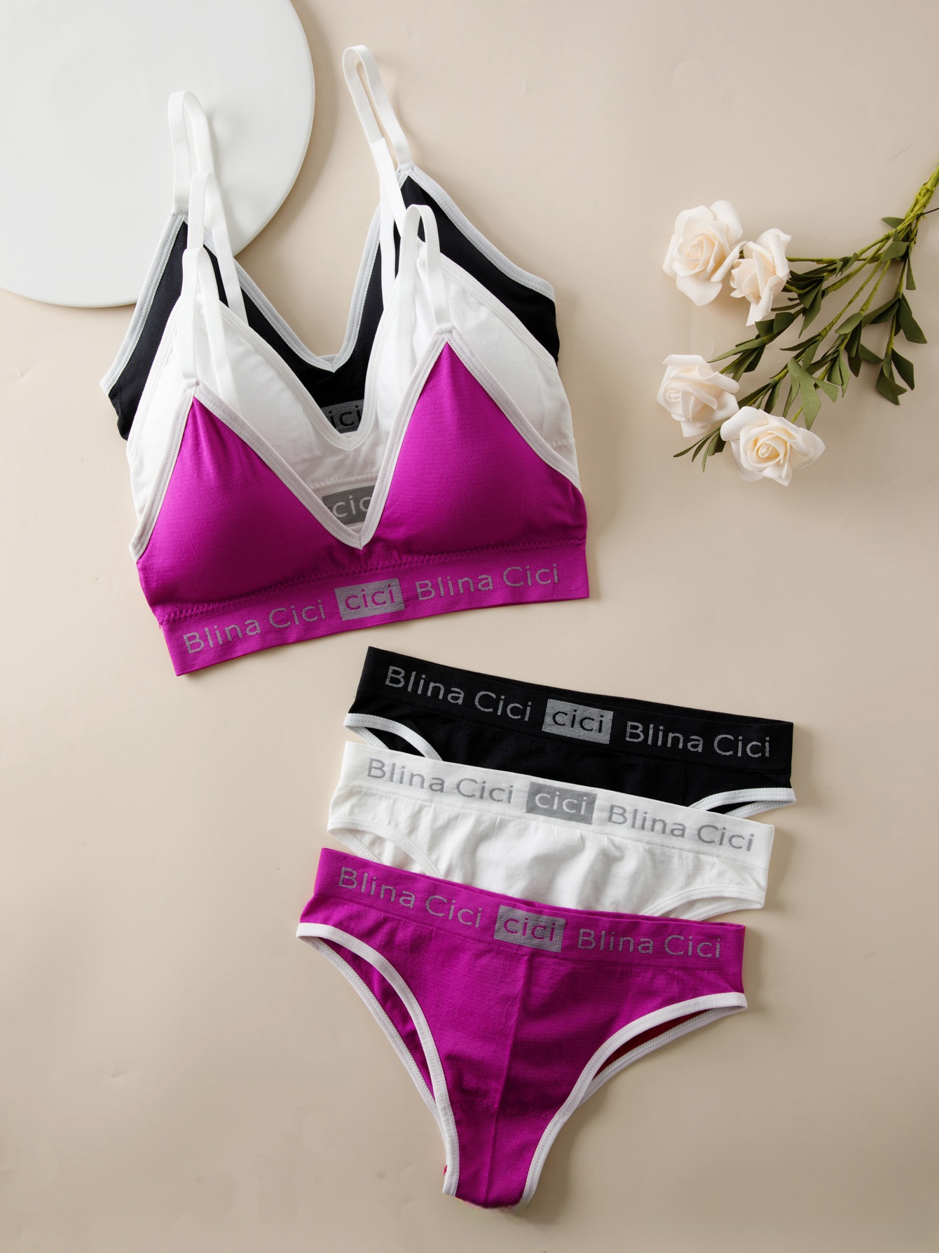 Womens Underwear Set Sports With Push bra And elastic panties